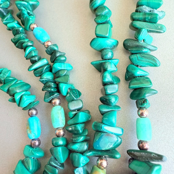 Jay King Malachite & Turquoise 5 Multi Layer Strand Sterling Silver Necklace DTR - Picture 5 of 7